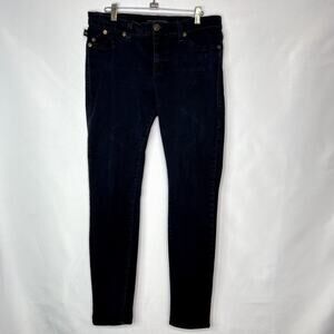 Rock & Republic Black Slanted Back Pockets w/ Special Rivets Stretch Jeans Size